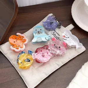 Cute Ocean Animal Cellulose Acetate Hair Claw Clip Cartoon Whale Octopus Seal Tropical Fish Hair Accessories For Women Girls