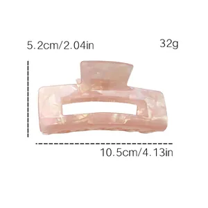 Pince à cheveux rectangulaire en acétate rose marbré de 10,5 cm pour coiffure femme