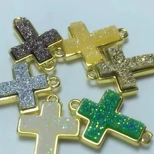 Kreuzanhänger-Set mit Kunstkristallen und Goldbeschichtung für DIY-Schmuck