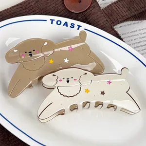 Cute Cartoon Dog Poodle Hair Claw Clip Acetate Star Pattern Large Shark Clip Hair Accessories For Women Daily Styling
