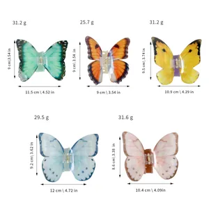 Pinces à cheveux papillon élégantes en cinq couleurs avec détails de taille et poids