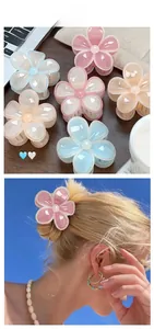 Detail of jelly color plumeria hair clips showing matte finish and secure teeth grip