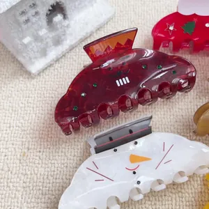 Ensemble de Pinces à Cheveux de Noël Drôles Père Noël Bonhomme de Neige Renne Strass PVC Accessoires Cheveux Femme Fête