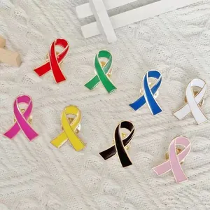Lot de 8 broches rubans colorées en alliage doré pour causes caritatives et événements