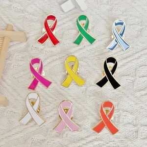 Lot de 9 broches en émail en forme de ruban coloré pour la charité et la sensibilisation
