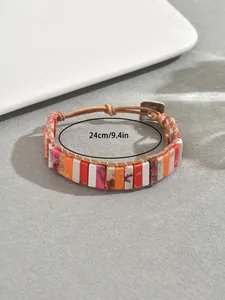 Detailaufnahme des Steinperlenarmbands mit Angabe der Länge von 24 cm für Damen