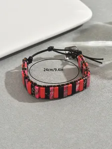 Detail eines böhmischen Steinperlen-Armbands mit 24cm verstellbarer Schnur und Silberverschluss