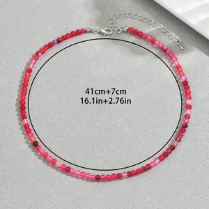 Collana di perle in pietre naturali intrecciate da 41cm con catena regolabile di 7cm