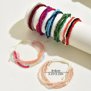 Bracelet multicouche perles colorées avec cordon réglable, guide des tailles 8+8cm