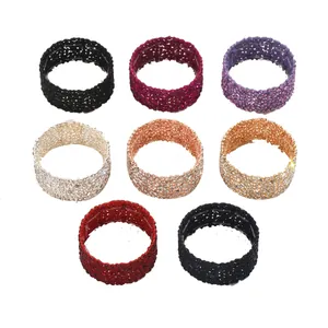 Ensemble de bracelets manchettes extensibles à plusieurs rangées de strass étincelants