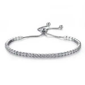 Elegant Zirconia Tennis Bracelet Adjustable Gold Silver Plated Cubic Zirconia Pull Chain Bracelet Party Women Jewelry Gift