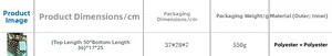 Detailed size chart for checkerboard tote bag with dimensions and material specifications