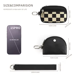 Tabella taglie dettagliata per la mini pochette a scacchi e il borsellino nero tondo