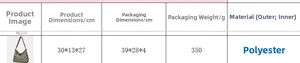 Detailed size chart showing dimensions 30x13x27cm for checkerboard tote bag