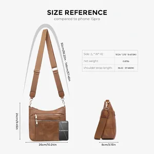Tabella taglie borsa a tracolla a scacchi con confronto dimensioni smartphone
