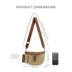 Sac de poitrine classique en paille avec dimensions et petite pochette amovible bandoulière