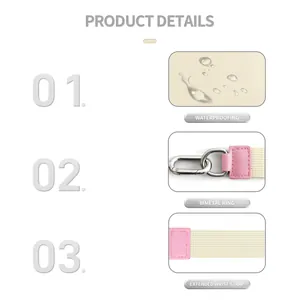 Lulu-Stil Mini-Handgelenktasche mit beigem Armband und rosafarbenem Leder-Detail