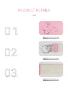 Details von rosa wasserfestem Stoff, Metallringen und langer gewebter Handschlaufe
