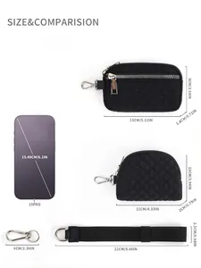 Detailed size specifications for the mini wristlet wallet with precise measurements
