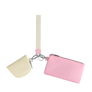 Damen Nylon Zwei-in-Eins Münzbörse Minimalistisch Wasserdicht Handgelenktasche Set Mit Handgelenkschlaufe Für Karten Telefon Täglich Reisen