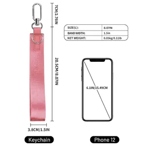 Cordino da polso rosa portachiavi con dimensioni 20,5 cm di lungo e 3,8 cm di largo