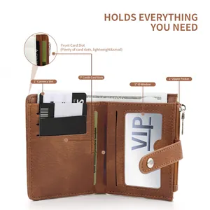 Brown quilted faux leather bifold wallet with multiple card slots and zipper pocket