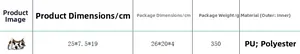 Detailed size chart for the cow print crescent bag with PU material and dimensions