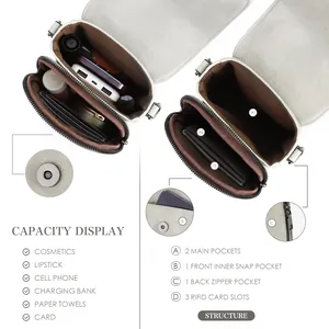 Mini borsa a tracolla grigia per cellulare con multitasche, slot RFID e tracolla regolabile