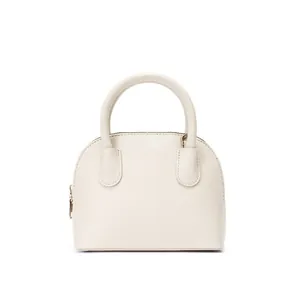 Sac à main minimaliste blanc cassé en cuir grainé avec fermeture éclair dorée élégante