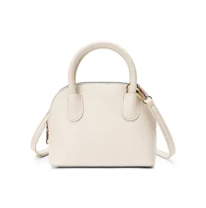 Mini Sac Coquillage pour Femmes Motif Litchi Cuir PU Sac à Main Bandoulière Couleur Unie Sac à Épaule Mode pour le Quotidien