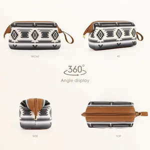 Bohemian geometric waterproof toiletry bag with 360-degree all-angle view display
