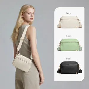 Damen Casual Nylon Umhängetasche Mit Verstellbarem Breitem Riemen Doppelreißverschluss Mode Schultertasche Für Reisen Fitness