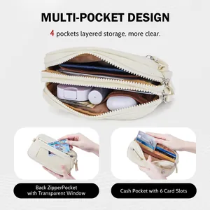 Pochette de poignet en nylon imperméable avec quatre poches et fenêtre d'identité