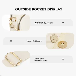 Minimalistische beige Umhängetasche mit diebstahlsicherem Reißverschluss und Gurt