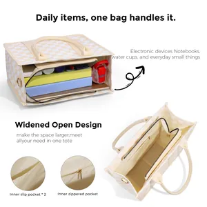 Detailed view showing two inner slip pockets and one zipper pocket for organized storage
