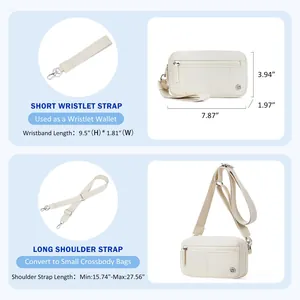 Dimensions détaillées du bracelet en nylon blanc avec bretelles réglables