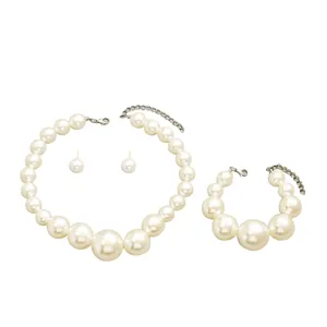 Elegantes Barock-Perlen-Schmuckset mit Halskette Armband und Ohrsteckern