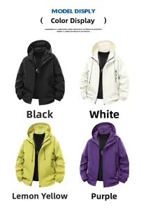 Variations de couleurs du coupe-vent à capuche en noir, blanc, jaune et violet