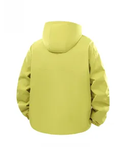 Vue arrière d'une veste à capuche de qualité avec poignets élastiques en jaune