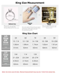 Ring size guide for US sizes 5-12 with diameter and circumference measurements in mm