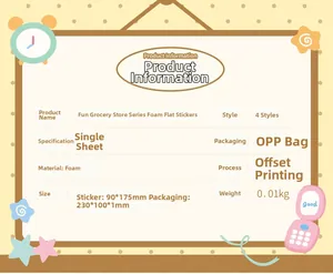 Detailed specification table for cute foam flat stickers for journal decoration