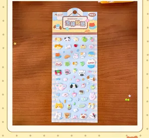 Detail view of Mr. Paper cute puffy stickers with cartoon animals for journal decoration