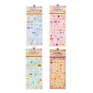 Set of four cute 3D foam stickers with fun grocery store patterns for journaling