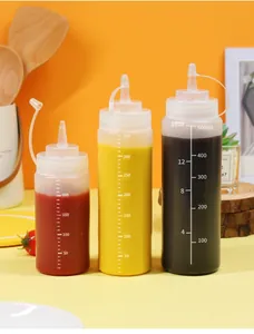 Lot de 3 flacons souples en plastique avec graduations pour sauces et miel de cuisine