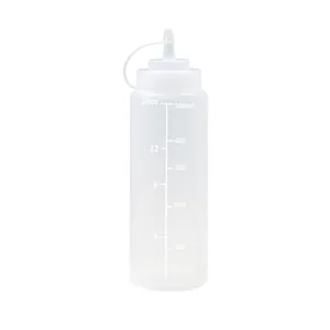 Bouteille souple translucide 16oz avec graduation pour sauces et miel de cuisine