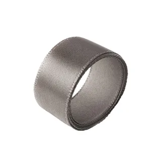 Premium grey polyester satin ribbon roll with smooth glossy finish for gift packaging