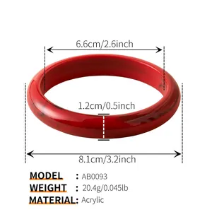 Detail view of red marbled acrylic bangle with 6.6cm inner diameter measurements