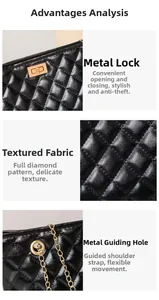Detailed close-up of quilted pattern, gold twist-lock, and metal chain strap on handbag