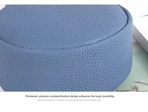 Detailaufnahme des verstärkten, abriebfesten Bodens der blauen Tasche mit Lychee-Muster