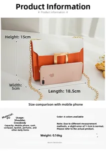 Infographie montrant le sac à bandoulière en similicuir 18,5x15x5cm avec chaîne